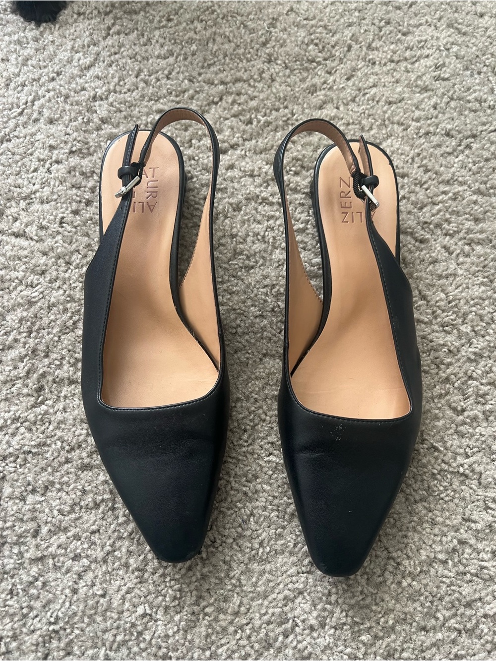 Naturalizer Black Pointed Slingback Mules